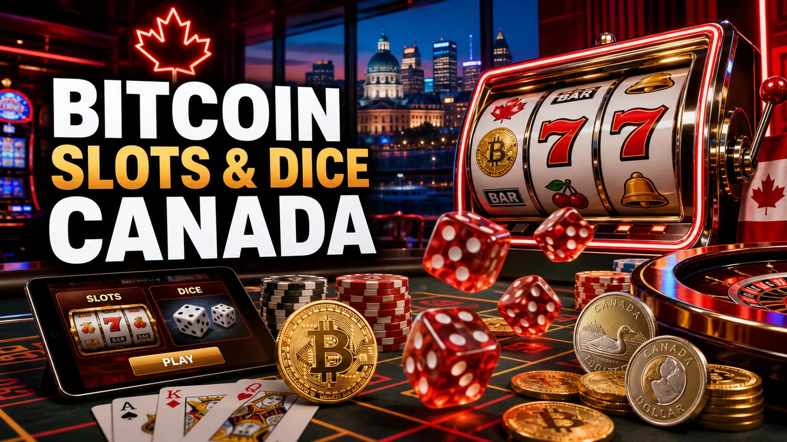 Bitcoin Slots and Dice Casinos Canada content banner